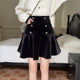 Large size commuting fishtail short skirt winter fashion gold velvet skirt fat MM temperament cover double -breasted A -line skirt
