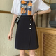 Irregular skirt women's middle skirt large size bright line pocket mid -length fat mm design sense cover professional A -line skirt