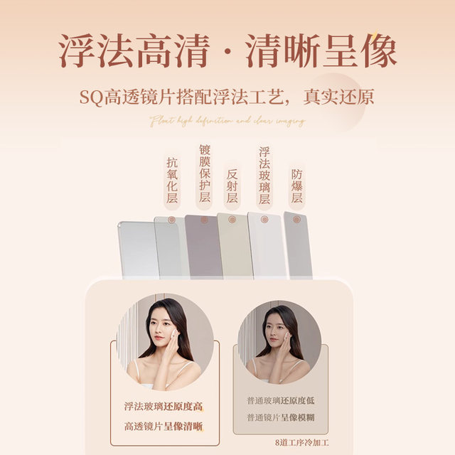 Mirror wall-mounted self-adhesive washbasin makeup mirror wall-mounted bathroom toilet makeup-free punching wall-mounted bathroom mirror