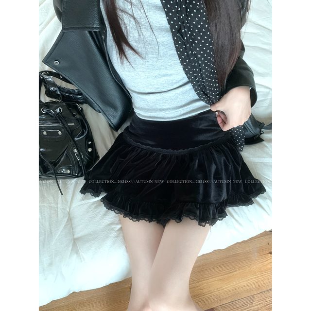 Ballet Sweet Cake Puffle Skirt 2024 Box Skin Spring Spring Autumn New Spicy Girl High -waisted Lace Lace
