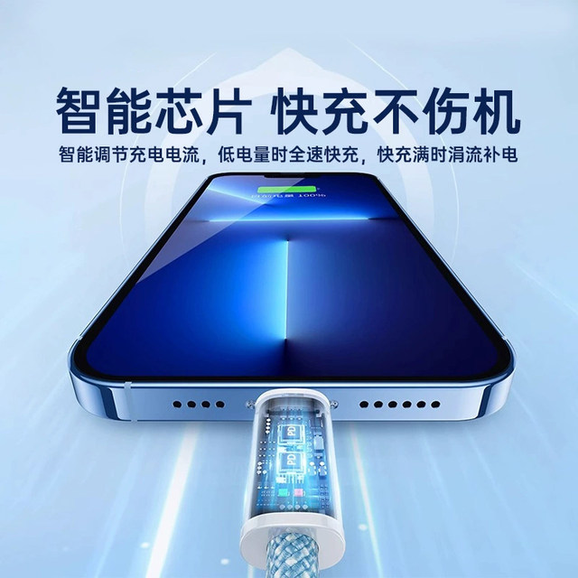 Sanskrit point suitable for Apple 14 promax charging cable braided fast charging cable iPhone 16 data cable 2m 15 Plus mobile phone 13 tablet iPad Pro charger cable 12/11