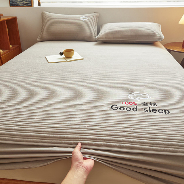Category Aa maternal and infant grade Xinjiang 100% cotton cotton fitted sheet single piece thickened quilted 100% cotton non-slip bed cover cover for all seasons