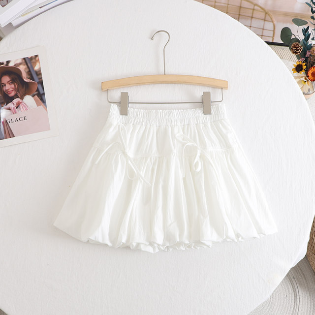 Colorful series! 2025 summer new fashionable and versatile sweet age-reducing high waist bow tied A-line skirt short skirt