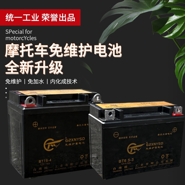 Unified industrial motorcycle battery 12V maintenance-free universal 7a9a125 pedal curved beam moped dry storage battery