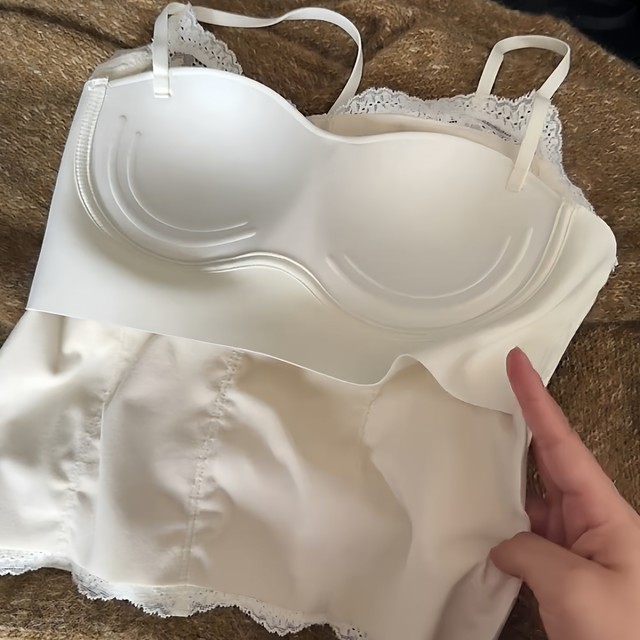 Autumn and winter brushed French lace pure desire sling beautiful back all-in-one cup bra-free vest for women slimming 6100