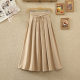 2023 autumn and winter new retro high -waisted A -line skirt light core skirts, laceli pleated skirt long skirt women
