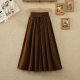 2023 autumn and winter new retro high -waisted A -line skirt light core skirts, laceli pleated skirt long skirt women
