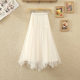Irregular mesh two-sided skirt for women with high waisted splicing beaded double veil skirt for women in spring and summer