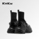 knkw streamer functional cool short boots women's autumn and winter new thick-soled black British fashion boots
