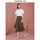 Mandesy ruffled floral skirt 2025 autumn new small flower full print irregular retro seven-point skirt