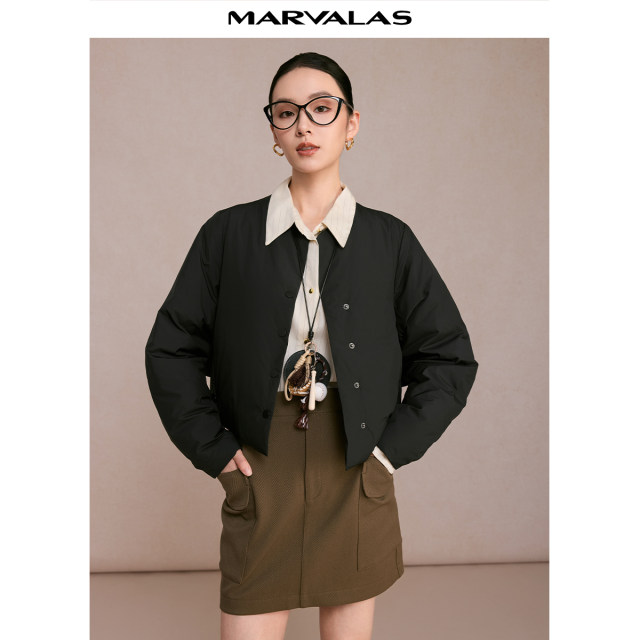 Mandeshi short cotton jacket 2025 winter new product bread jacket cotton jacket solid color thickened top women's short jacket