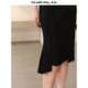 Mandesy solid color fishtail skirt 2025 autumn new skirt irregular design temperament versatile hip-cover skirt