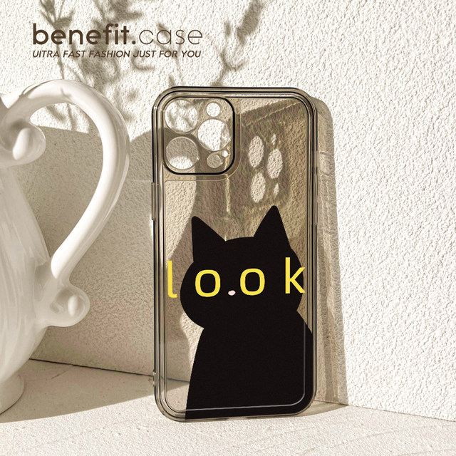 benefit spring and summer cute black cat 17pro16 suitable for iphone15promax apple 13 mobile phone case 14promax new 12 sets 11 niche xsmax transparent xr silicone 8plus anti-