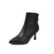Soft Leather Short Boots Women's Slim Boots 2025 Autumn and Winter New Korean Style Pointed Toe Plus Velvet High Heels Thin Heels Versatile Martin Boots