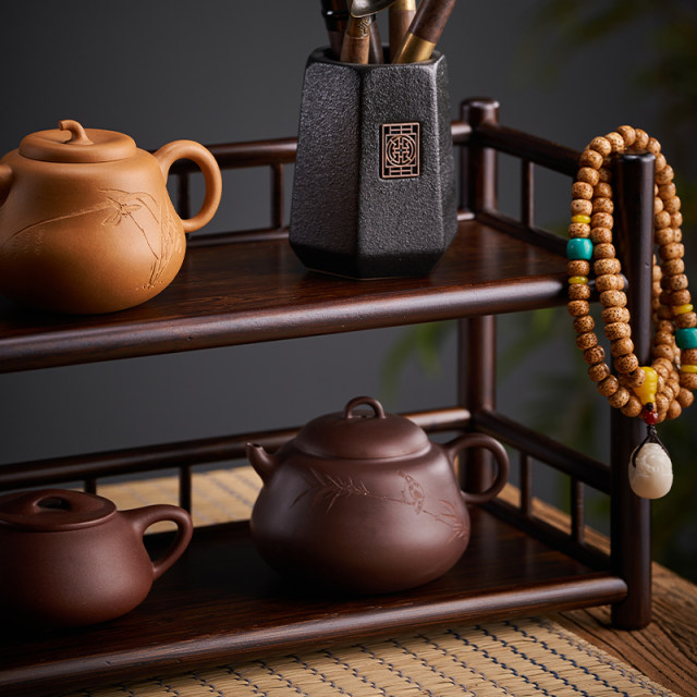 Tea cup rack table countertop tea set storage rack tea room kung fu ...
