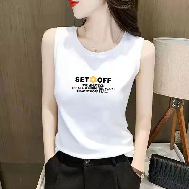 
White vest women's summer 2025 new suit with small straps bottoming shirt sleeveless round neck cover breast top