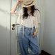 Wide color apricot v-neck lace short shirt blouse for women 2025 spring and summer new temperament cardigan jacket top