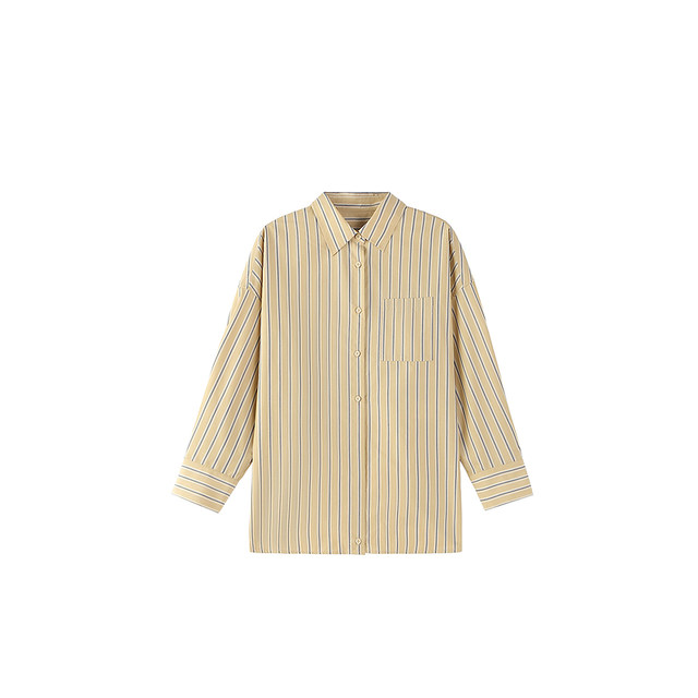 ochirly Oushili striped shirt women's long-sleeved top design sense casual loose spring new product
