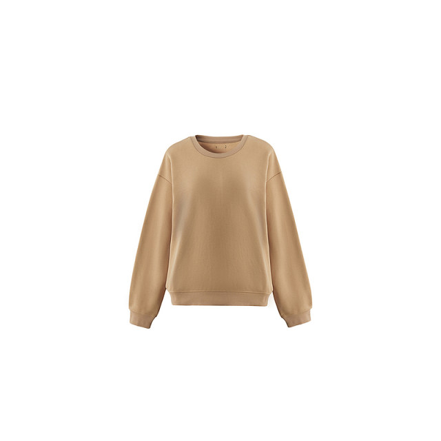 OCHIRLY Oushili pure cotton round neck sweatshirt women's long-sleeved T-shirt casual top loose 2025 autumn and winter new style
