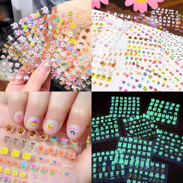 Children's nail stickers are safe and environmentally friendly nail art cartoon bunny non-toxic and odorless girl toy nail stickers