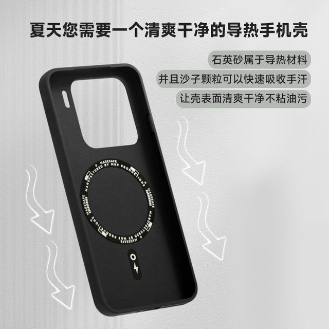 Aifu Sandstone Magnetic Heat Conductive Phone Case is suitable for Xiaomi 15 Micro-Frame Anti-Fingerprint Phone Case Xiaomi 15S Pro Fully-Inclusive Soft-Edge Phone Case Xiaomi 15Ultra Simple Micro-Frame Case