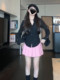 Wen Wan same black flared sleeves back strap shirt with women's design niche slim fit versatile top trendy