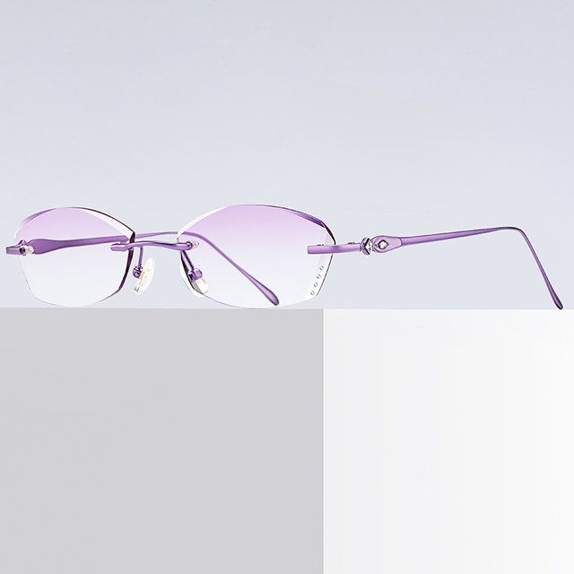 With pure titanium rimless myopia glasses frame for women, ultra-light, color changing, anti-blue light, anti-radiation, finished product with degree