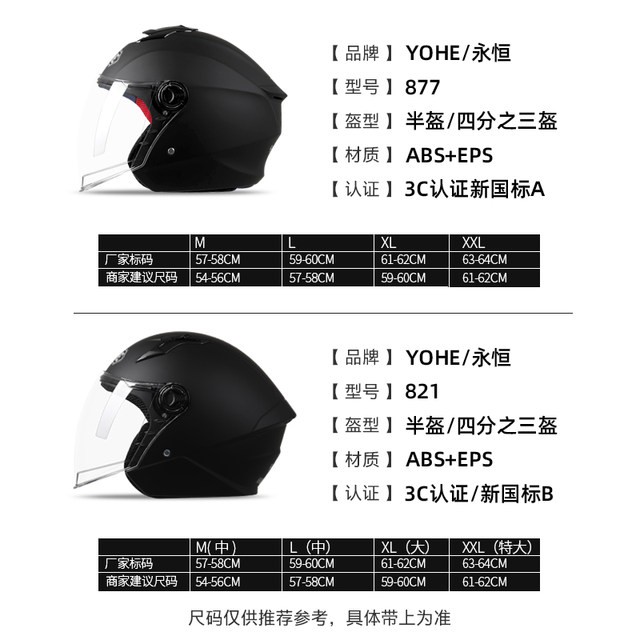 Eternal Helmet Electric Car Ladies Men's Four Seasons Official Flagship New National Standard Three-quarter Motorcycle Safety Helmet 877