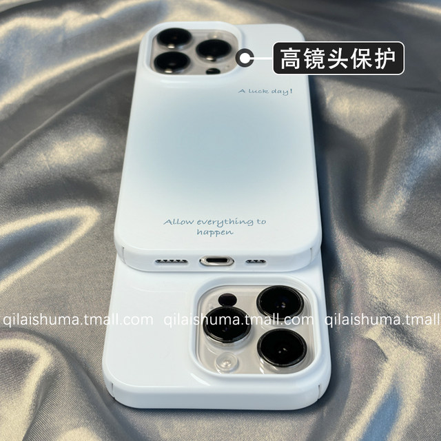 Qilai film shell is suitable for Apple 17/16promax mobile phone case new iPhone15/14 simple ins style blue blooming 13 anti-fall 12 hard 11 protective cover xs silicone xr female soft