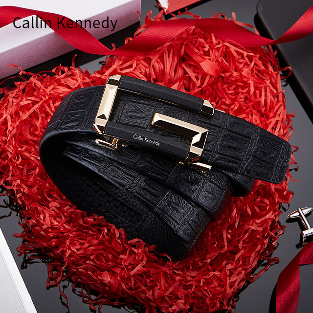 Callin Kennedy men's belt, men's genuine leather automatic buckle belt, pure cowhide brand
