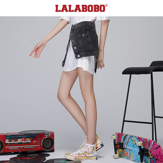 Lalabobo2023 summer new model is old embroidery asymmetric deconstruction denim skirt female L21B-wxzq12