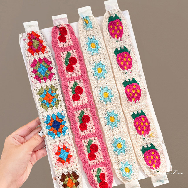 
Ma Sichun's same style bangs Velcro hair stickers knitted hair ties face wash headband women's broken hair arrangement artifact