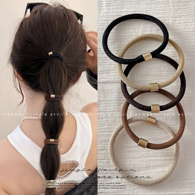 Women's 2025 new high-end adult rubber band leather case hair ring high elastic durable hair tie hair rope headdress