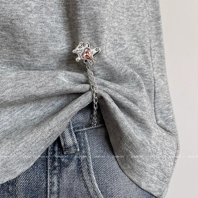 T-shirt shortening artifact clothes knotted buckles corners and hem length to short adjustment invisible fixed buckle chain magnetic buckles