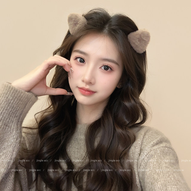 Plush princess head cat ears hairy small scratch clip women's hair card autumn and winter hair accessories hair clip side bangs clip headdress