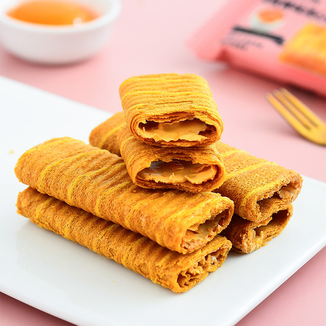 80g*3 box] Goblin streaming egg crispy egg yolk cheese cheese -flavored office snack sandwich egg roll crispy roll
