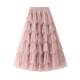 Cake skirt 2025 autumn new mesh long skirt design skirt versatile mesh spliced ​​puffy skirt 1219
