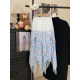Sweet style irregular lace spliced ​​plaid skirt for women 2025 summer high waist slim A-line skirt