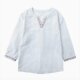 100% pure cotton high-end seven-quarter sleeve striped shirt for women in spring and autumn new versatile ethnic style age-reducing design V-neck