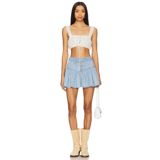Free People Denim Mini Skirt Hot Girl Style Mini Skirt REVOLVE Niche