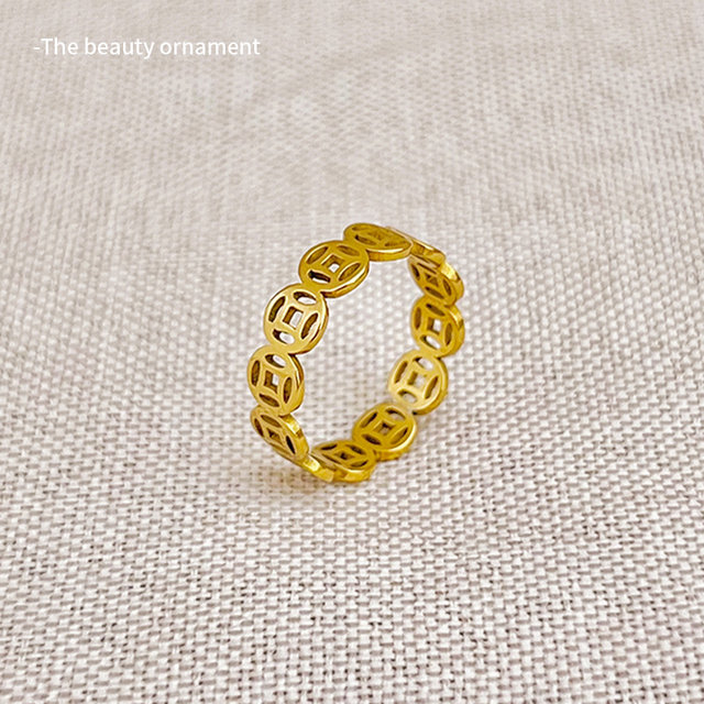 Year of the Snake Bafanglaicai Copper Coin Ring 2025 New Gold Colored Ring Ring Giving Best Friends Qian Duoduo Pair of Rings