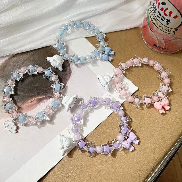 Internet celebrity Melody best friend bracelet cute Yugui dog bell couple bracelet small rubber band give boyfriend hair rope hair accessories