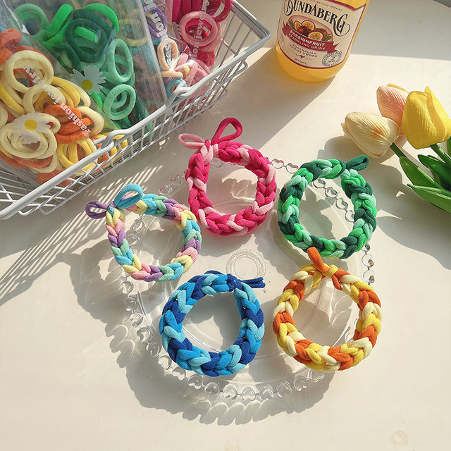 Klein blue bestie small rubber band diy braided bracelet couple bestie dopamine tie headband leather set hair accessories summer