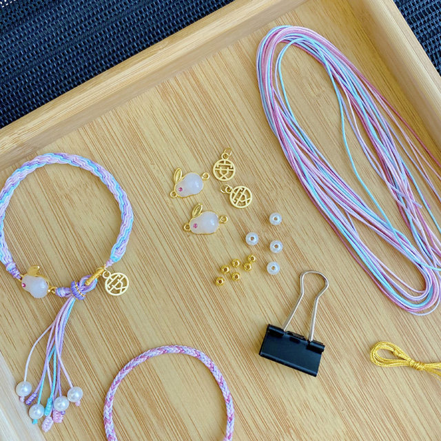 Mid-Autumn Festival colorful rope for couples Jade Rabbit Bracelet handmade gift woven hand rope diy material package