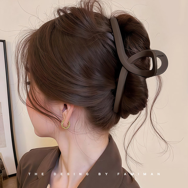 Coffee large size women's new hair clips for 2025 hairpin back head tray hair volume shark clip hairpin headdress