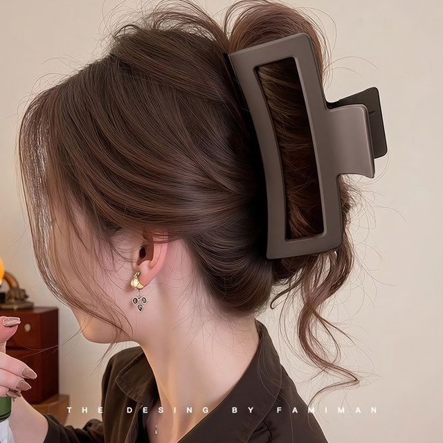 Coffee large size women's new hair clips for 2025 hairpin back head tray hair volume shark clip hairpin headdress