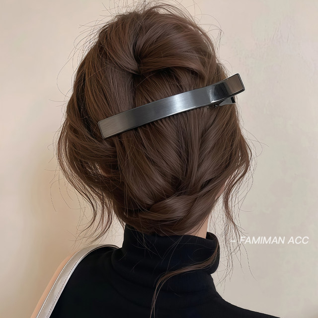Korean silver hairpin for women's 2025 new high-end side one-line clip large hair volume large duckbill clip