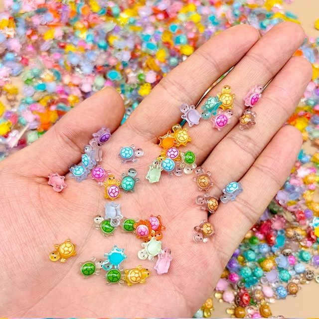 New Internet celebrity super mini luminous little turtle little nose ornaments luminous turtle toys diy nail art accessories
