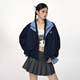 PUNCH two-sided cotton retro contrasting plaid jacket design sense autumn jacket

