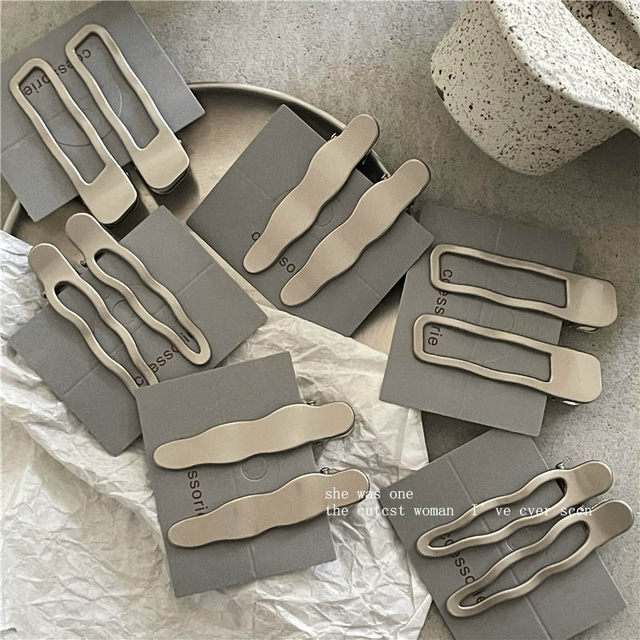 Advanced gray cool wind metal matte wavy hair clip pair clip simple versatile hair clip duckbone clip bang clip new
